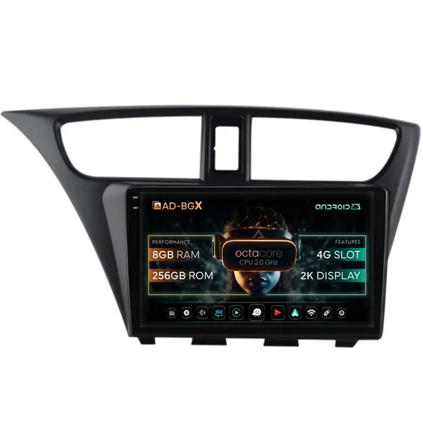 Navigatie Honda Civic Hatchback (2012-2015), Android, X-Octacore 8GB RAM + 256GB ROM, 9.5 Inch - AD-BGX9008+AD-BGRKIT019