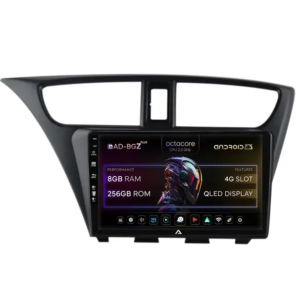Navigatie Honda Civic Hatchback (2012-2015), Android, Z-Octacore 8GB RAM + 256GB ROM, 9 Inch - AD-BGZ9008+AD-BGRKIT019