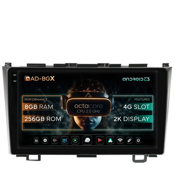 Navigatie Honda CRV (2006-2012), Android, X-Octacore 8GB RAM + 256GB ROM, 9.5 Inch - AD-BGX9008+AD-BGRKIT006