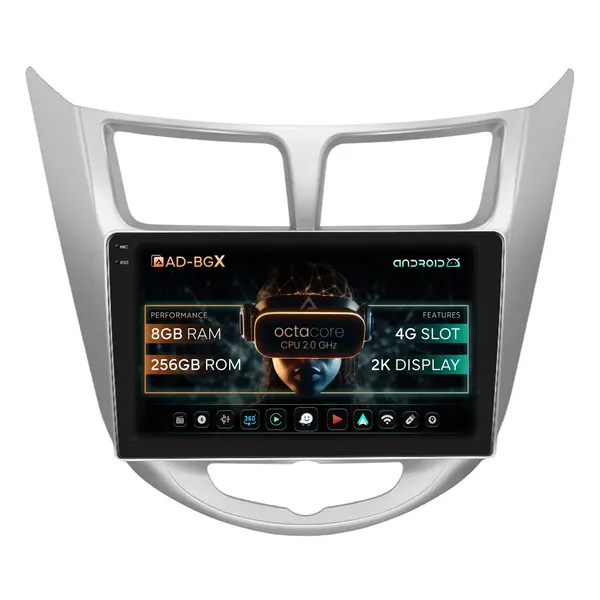 Navigatie Hyundai Accent (2011-2016), Android, X-Octacore 8GB RAM + 256GB ROM, 9.5 Inch - AD-BGX9008+AD-BGRKIT212