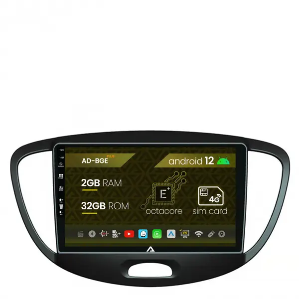Navigatie Hyundai I10 (2007-2013), Android 12, E-Octacore 2GB RAM + 32GB ROM, 9 Inch - AD-BGE9002+AD-BGRKIT198