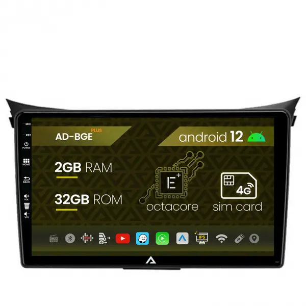 Navigatie Hyundai I30 (2012-2016), Android 12, E-Octacore 2GB RAM + 32GB ROM, 9 Inch - AD-BGE9002+AD-BGRKIT216V2