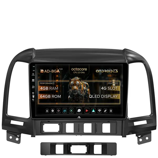 Navigatie Hyundai Santa Fe (2006-2012), Android, A-Octacore 4GB RAM + 64GB ROM, 9 Inch - AD-BGA9004+AD-BGRKIT210