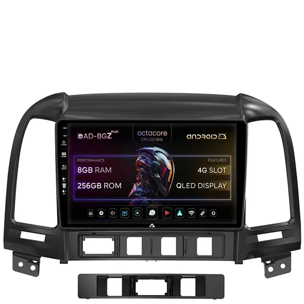 Navigatie Hyundai Santa Fe (2006-2012), Android, Z-Octacore 8GB RAM + 256GB ROM, 9 Inch - AD-BGZ9008+AD-BGRKIT210