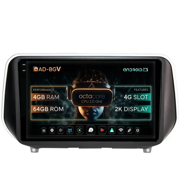 Navigatie Hyundai Santa Fe (2018-Prezent), Android, V-Octacore 4GB RAM + 64GB ROM, 9.5 Inch - AD-BGV9004+AD-BGRKIT223