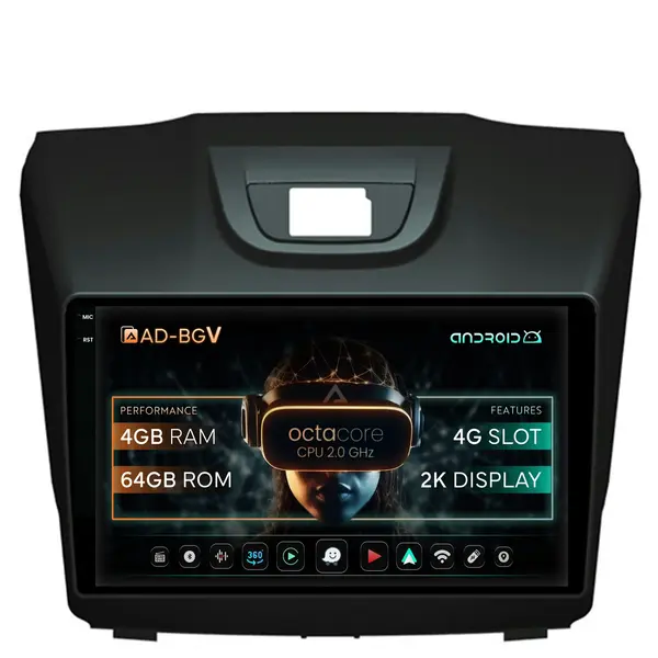 Navigatie Isuzu D-MAX (2015+), Android, V-Octacore 4GB RAM + 64GB ROM, 9.5 Inch - AD-BGV9004+AD-BGRKIT311
