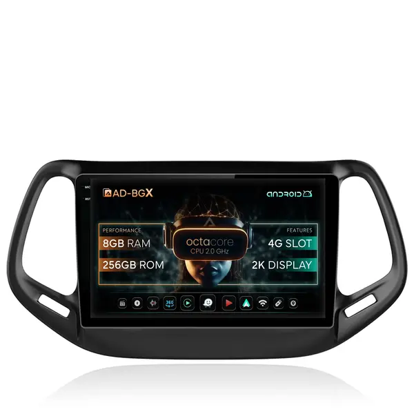 Navigatie Jeep Compass (2016+), Android, X-Octacore 8GB RAM + 256GB ROM, 10.36 Inch - AD-BGX10008+AD-BGRKIT287