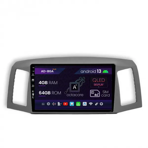 Navigatie Jeep Grand Cherokee (2004-2007), Android 13, A-Octacore 4GB RAM + 64GB ROM, 9 Inch - AD-BGA10004+AD-BGRKIT297v2