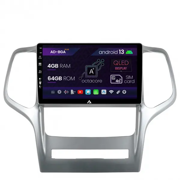 Navigatie Jeep Grand Cherokee (2010-2013), Android 13, A-Octacore 4GB RAM + 64GB ROM, 9 Inch - AD-BGA9004+AD-BGRKIT297