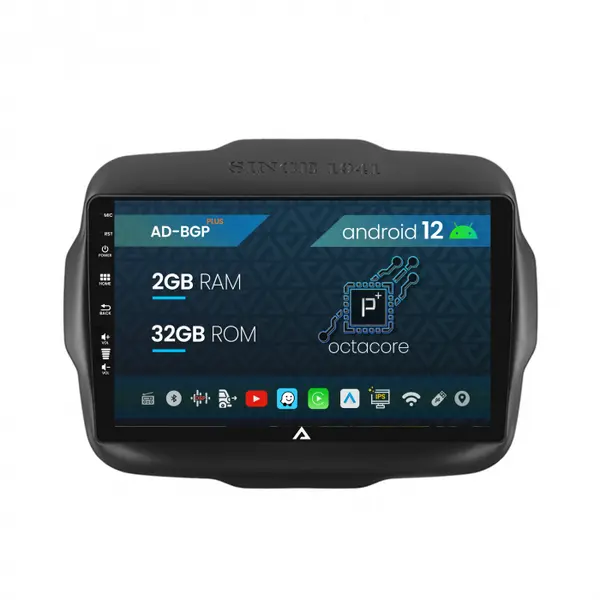 Navigatie Jeep Renegade (2014-2018), Android 12, P-Octacore 2GB RAM + 32GB ROM, 9 Inch - AD-BGP9002+AD-BGRKIT286