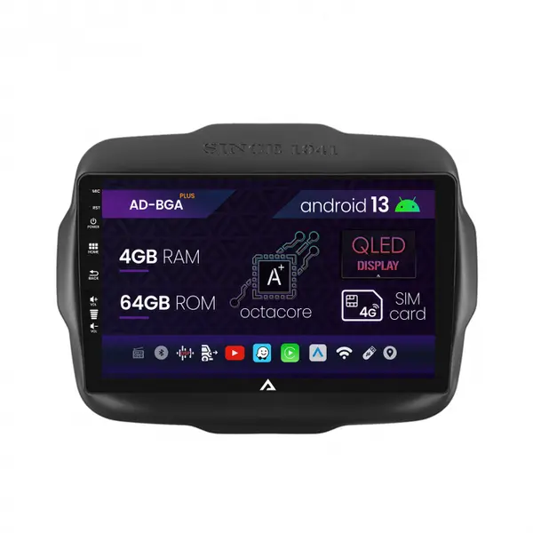 Navigatie Jeep Renegade (2014-2018), Android 13, A-Octacore 4GB RAM + 64GB ROM, 9 Inch - AD-BGA9004+AD-BGRKIT286