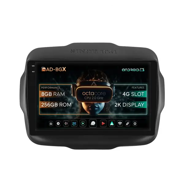 Navigatie Jeep Renegade (2014-2018), Android, X-Octacore 8GB RAM + 256GB ROM, 9.5 Inch - AD-BGX9008+AD-BGRKIT286