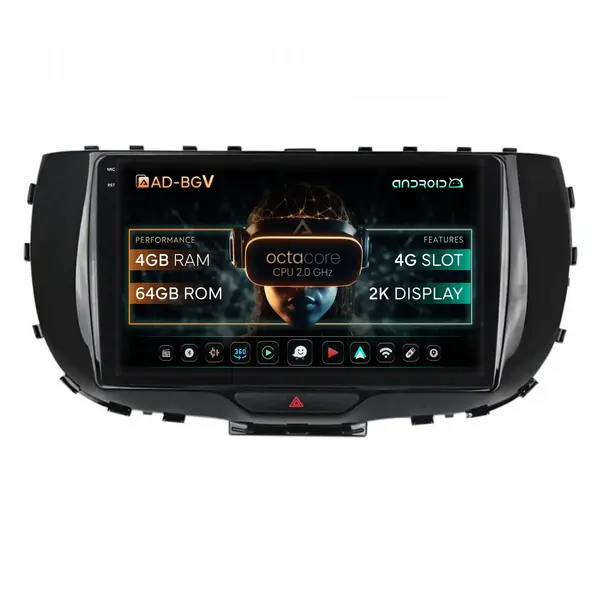 Navigatie Kia Soul (2019+), Android, V-Octacore 4GB RAM + 64GB ROM, 9.5 Inch - AD-BGV9004+AD-BGRKIT235
