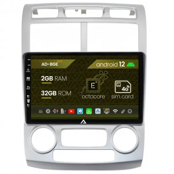 Navigatie Kia Sportage (2005-2010) M AC, Android 12, E-Octacore 2GB RAM + 32GB ROM, 9 Inch - AD-BGE9002+AD-BGRKIT148