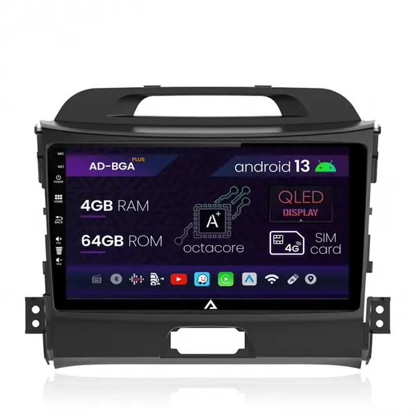 Navigatie Kia Sportage (2010-2016), Android 13, A-Octacore 4GB RAM + 64GB ROM, 9 Inch - AD-BGA9004+AD-BGRKIT146