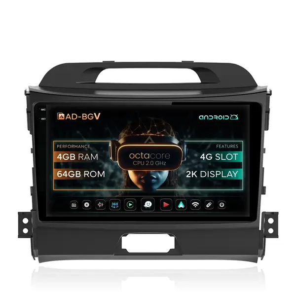 Navigatie Kia Sportage (2010-2016), Android, V-Octacore 4GB RAM + 64GB ROM, 9.5 Inch - AD-BGV9004+AD-BGRKIT146