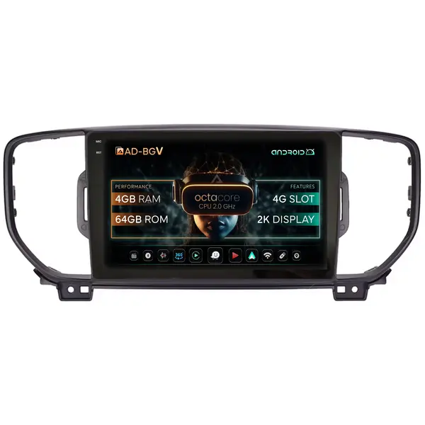 Navigatie Kia Sportage (2016-2018), Android , V-Octacore 4GB RAM + 64GB ROM, 9.5 Inch - AD-BGV9004+AD-BGRKIT150V2-B