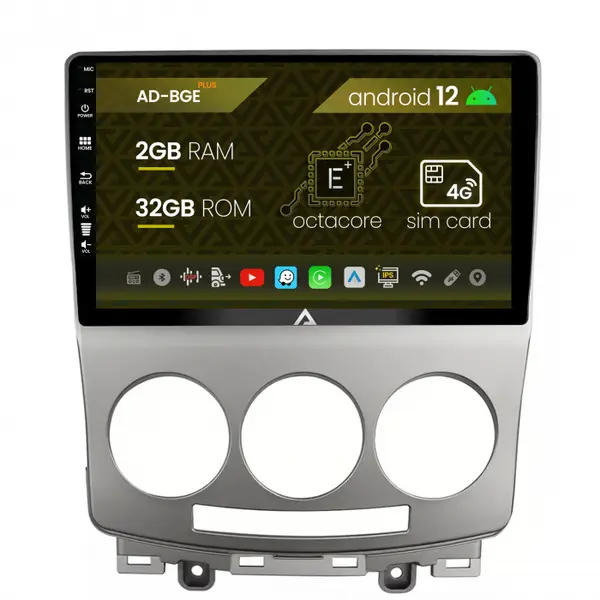 Navigatie Mazda 5 (2005-2010), Android 12, E-Octacore 2GB RAM + 32GB ROM, 9 Inch - AD-BGE9002+AD-BGRKIT324