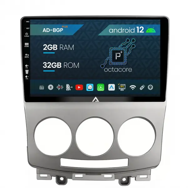 Navigatie Mazda 5 (2005-2010), Android 12, P-Octacore 2GB RAM + 32GB ROM, 9 Inch - AD-BGP9002+AD-BGRKIT324