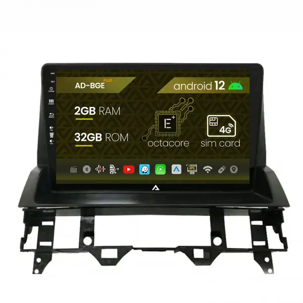 Navigatie Mazda 6 (2002-2008), Android 12, E-Octacore 2GB RAM + 32GB ROM, 10.1 Inch - AD-BGE10002+AD-BGRKIT321V2