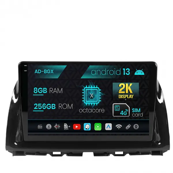 Navigatie Mazda CX-5 (2012-2015), Android 13, X-Octacore 8GB RAM + 256GB ROM, 10.36 Inch - AD-BGX10008+AD-BGRKIT319