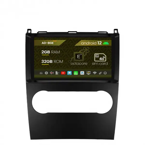 Navigatie Mercedes Benz A B Class (2004-2011), Android 12, E-Octacore 2GB RAM + 32GB ROM, 9 Inch - AD-BGE9002+AD-BGRKIT420
