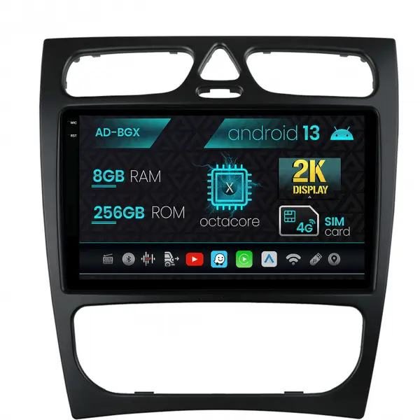 Navigatie Mercedes Benz C-Class W203 (2000-2005), Android 13, X-Octacore 8GB RAM + 256GB ROM, 9.5 Inch - AD-BGX9008+AD-BGRKIT416
