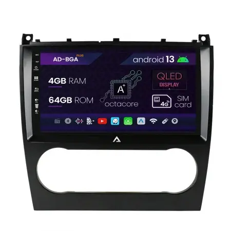 Navigatie Mercedes Benz C-Class W203 (2004-2011), Android 13, A-Octacore 4GB RAM + 64GB ROM, 9 INCH - AD-BGA9004+AD-BGRKIT414