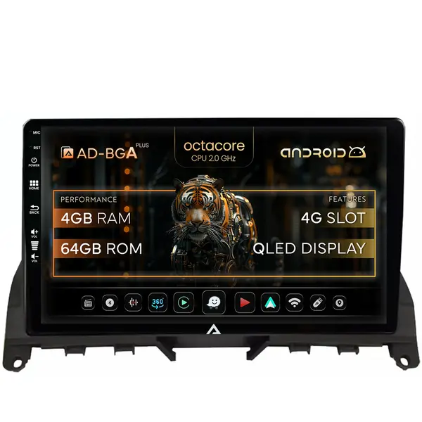 Navigatie Mercedes Benz C-Class W204 (2006-2012), Android, A-Octacore 4GB RAM + 64GB ROM, 9 Inch - AD-BGA9004+AD-BGRKIT419