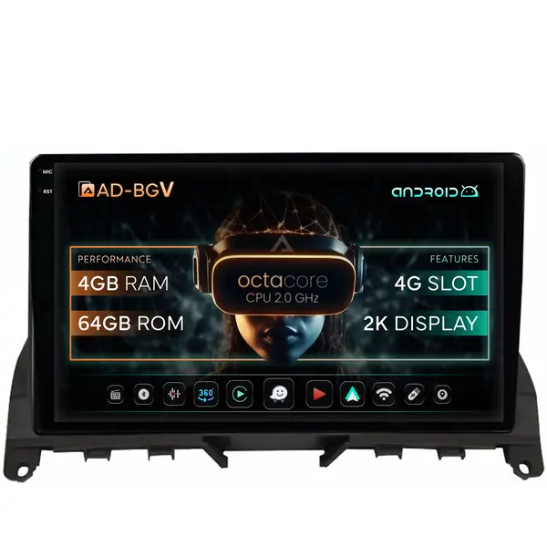 Navigatie Mercedes Benz C-Class W204 (2006-2012), Android, V-Octacore 4GB RAM + 64GB ROM, 9.5 Inch - AD-BGV9004+AD-BGRKIT419