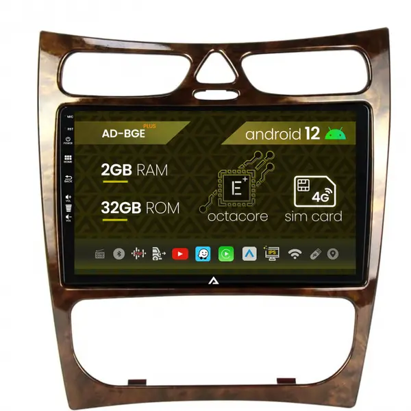 Navigatie Mercedes Benz CLK W209 (2000-2005), Android 12, E-Octacore 2GB RAM + 32GB ROM, 9 INCH - AD-BGE9002+AD-BGRKIT416V4
