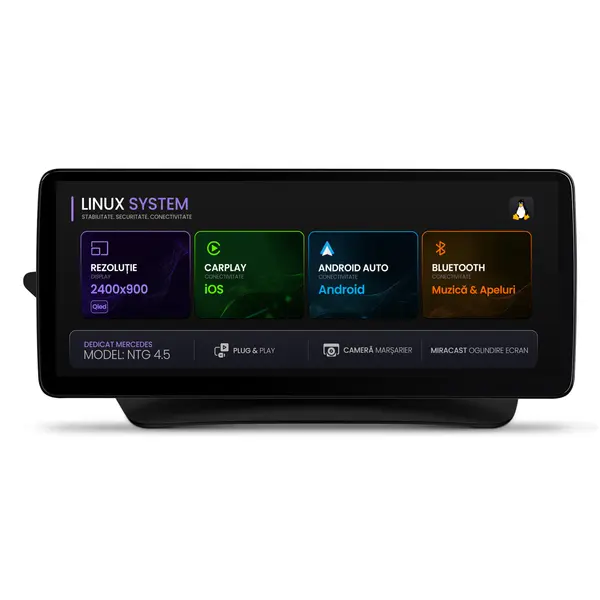 Navigatie Mercedes Benz E-Class C207 (2013-2014), Linux OS OEM, NTG 4.5, CarPlay Android Auto Wireless, MirrorLink, Camera AHD, 12.3 Inch -