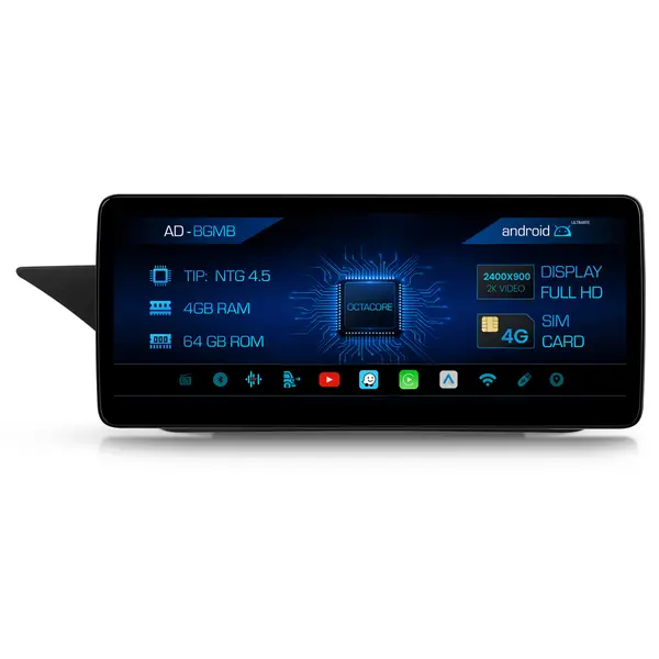Navigatie Mercedes Benz E-Class W212 (2013-2014), NTG 4.5, Android, MB-Octacore, 4GB RAM + 64GB ROM, 12.3 Inch - AD-BGMB1200445+AD-BGRKITMB009