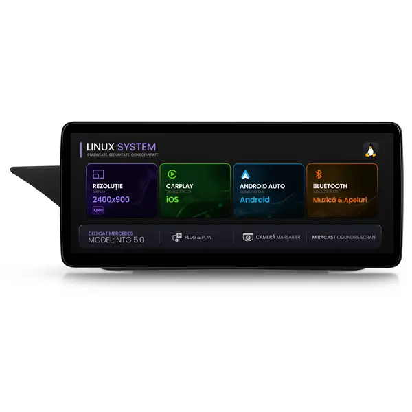 Navigatie Mercedes Benz E-Class W212 (2015-2016), Linux OS OEM, NTG 5.0, CarPlay Android Auto Wireless, MirrorLink, Camera AHD, 12.3 Inch -