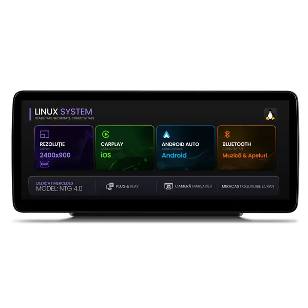 Navigatie Mercedes Benz G-Class G500 W461 W463 (2008-2011), Linux OS OEM, NTG 4.0, CarPlay Android Auto Wireless, MirrorLink, Camera AHD, 12.3 Inch