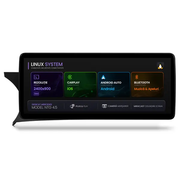 Navigatie Mercedes Benz GLA X156 (2014-2015), Linux OS OEM, NTG 4.5, CarPlay Android Auto Wireless, MirrorLink, Camera AHD, 12.3 Inch -