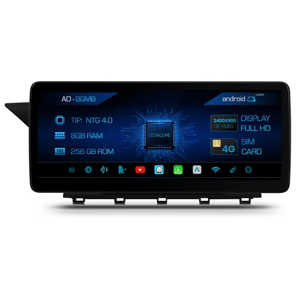 Navigatie Mercedes Benz GLK X204 (2008-2012), NTG 4.0, Android, MB-Octacore, 8GB RAM + 256GB ROM, 12.3 Inch - AD-BGMB1200840+AD-BGRKITMB006