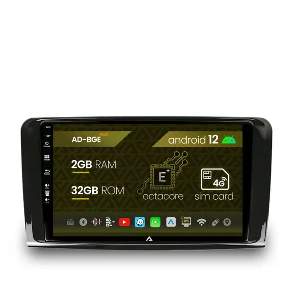 Navigatie Mercedes Benz ML W164 GL X164, Android 12, E-Octacore 2GB RAM + 32GB ROM, 9 Inch - AD-BGE9002+AD-BGRKIT405