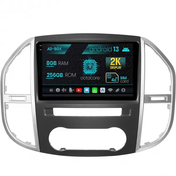 Navigatie Mercedes Benz Vito (2016+), Android 13, X-Octacore 8GB RAM + 256GB ROM, 10.36 Inch - AD-BGX10008+AD-BGRKIT407V3