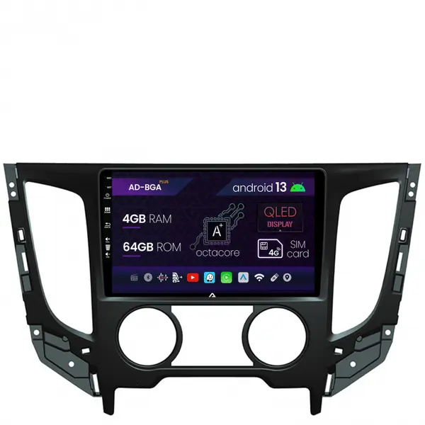 Navigatie Mitsubishi L200 (2014-2020), Android 13, A-Octacore 4GB RAM + 64GB ROM, 9 Inch - AD-BGA9004+AD-BGRKIT273