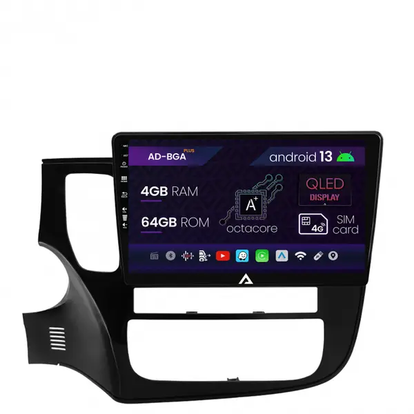 Navigatie Mitsubishi Outlander (2013-2020), Android 13, A-Octacore 4GB RAM + 64GB ROM, 10.1 Inch - AD-BGA10004+AD-BGRKIT268