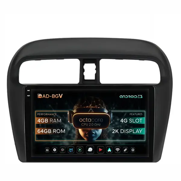 Navigatie Mitsubishi Space Star Mirage Attrage, Android, V-Octacore 4GB RAM + 64GB ROM, 9.5 Inch - AD-BGV9004+AD-BGRKIT267V3