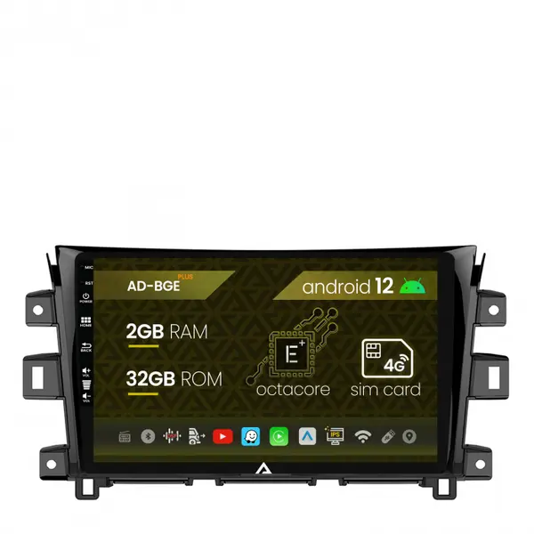 Navigatie Nissan Navara (2015+), Android 12, E-Octacore 2GB RAM + 32GB ROM, 10.1 Inch - AD-BGE10002+AD-BGRKIT163