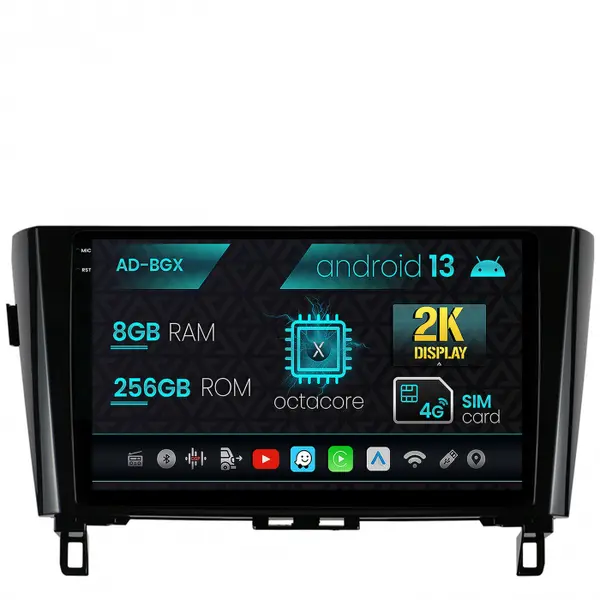 Navigatie Nissan Qashqai X-Trail (2013+), Android 13, X-Octacore 8GB RAM + 256GB ROM, 10.36 Inch - AD-BGX10008+AD-BGRKIT162