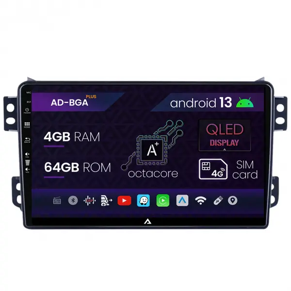 Navigatie Opel Agila Suzuki Splash (2007-2014), Android 13, A-Octacore 4GB RAM + 64GB ROM, 9 Inch - AD-BGA9004+AD-BGRKIT388V2