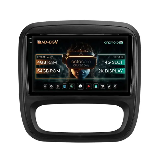 Navigatie Opel Vivaro Renault Trafic Fiat Talento (2014-2017), Android, V-Octacore 4GB RAM + 64GB ROM, 9.5 Inch - AD-BGV9004+AD-BGRKIT389