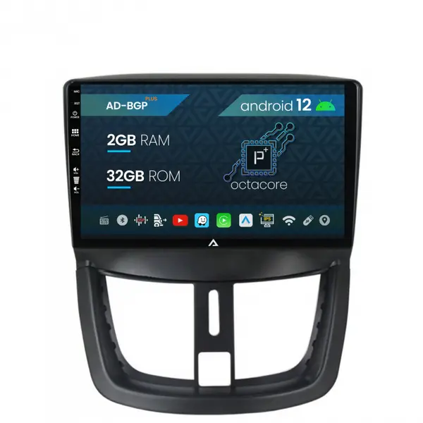 Navigatie Peugeot 207, Android 12, P-Octacore 2GB RAM + 32GB ROM, 9 Inch - AD-BGP9002+AD-BGRKIT263