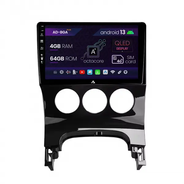 Navigatie Peugeot 3008 5008, Android 13, A-Octacore 4GB RAM + 64GB ROM, 9 Inch - AD-BGA9004+AD-BGRKIT260