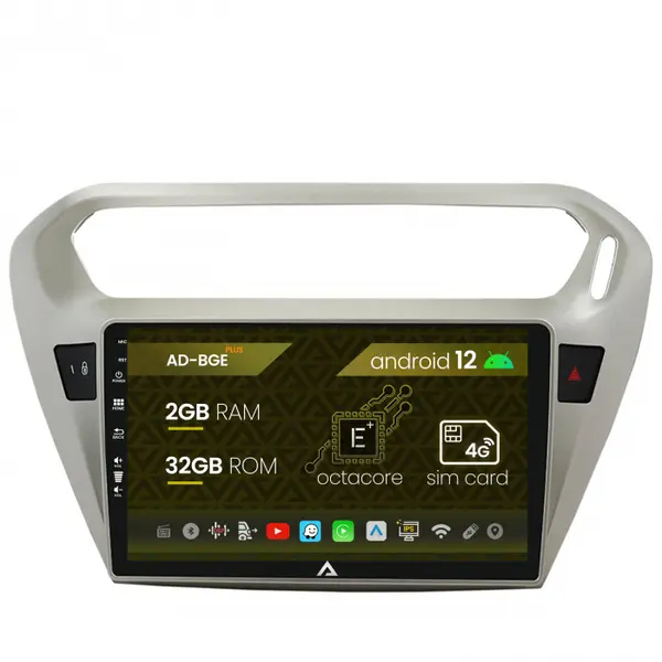 Navigatie Peugeot 301 Citroen C-Elysee, Android 12, E-Octacore 2GB RAM + 32GB ROM, 9 Inch - AD-BGE9002+AD-BGRKIT255