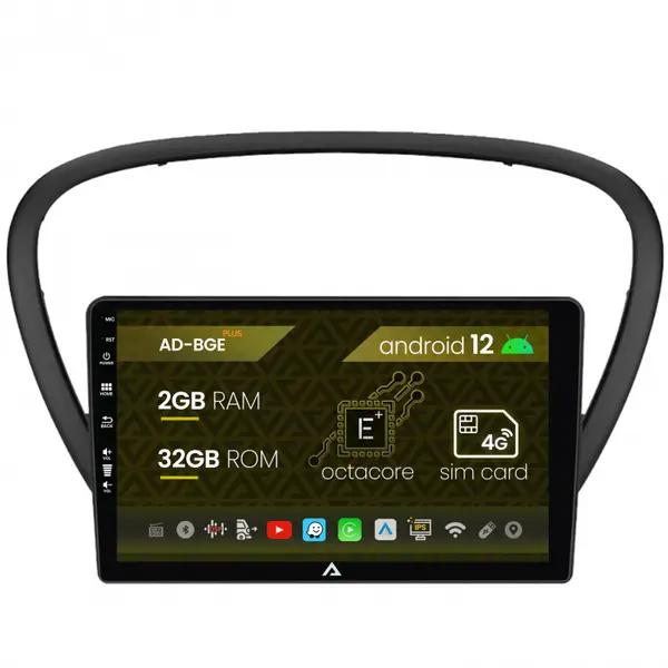 Navigatie Peugeot 607 (2004-2011), Android 12, E-Octacore 2GB RAM + 32GB ROM, 9 Inch - AD-BGE9002+AD-BGRKIT266V4